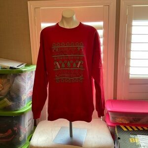Port and Company Red Crewneck Sweater with Festive Design